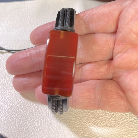 COPY - Agate Stone Leather Brown Adjustable Bracelet - Picture 2 of 6